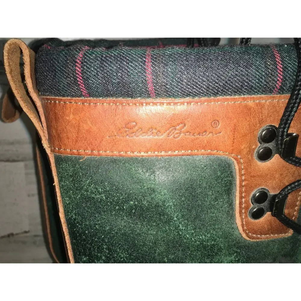 Eddie Bauer Duck Waterproof Snow Winter Boot Mens 8 Green Blue Leather Sherpa
